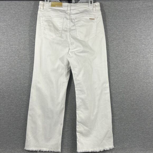 Michael Kors Selma Crop Jeans High-Rise Flare Cropped Leg Optic White Sz8 - Picture 11 of 16